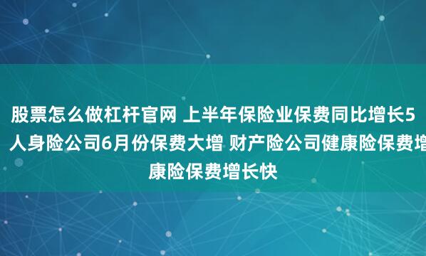 股票怎么做杠杆官网 上半年保险业保费同比增长5.3%：人身险公司6月份保费大增 财产险公司健康险保费增长快